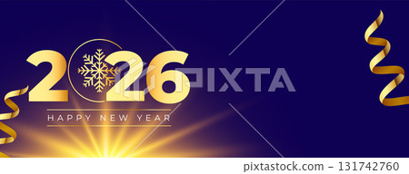 happy new year 2026 greeting banner with golden ribbon happy new year 2026 greeting banner with golden ribbon 131742760