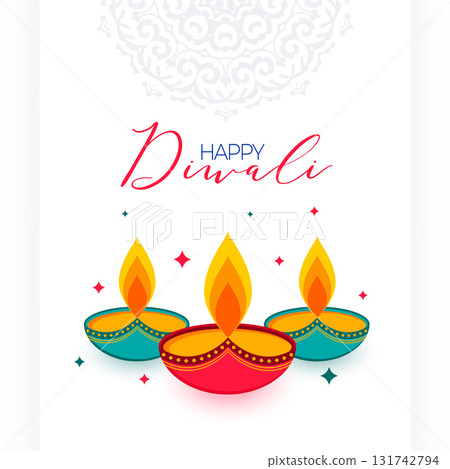 indian festive shubh diwali white background design 131742794