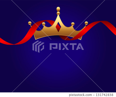 majestic golden crown background with red ribbon design 131742838