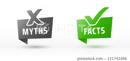 myth vs facts comparison concept in origami style 131742886