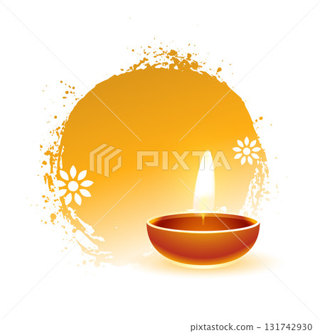realistic diya grungy background for diwali celebration 131742930