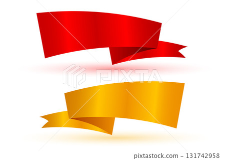 set of realistic ribbon band banner in red and yellow color set of realistic ribbon band banner in red and yellow color 131742958