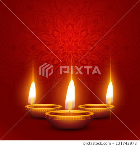 shubh diwali diya red background with text space 131742978