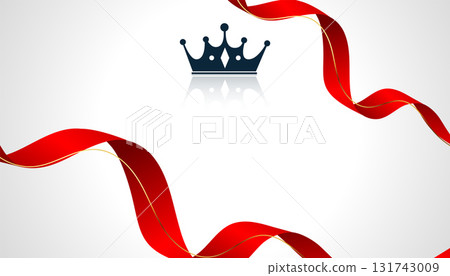 stylish royal crown background with red ribbon for royal inauguration 131743009