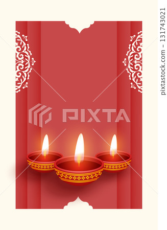 traditional shubh diwali diya poster with text space 131743021