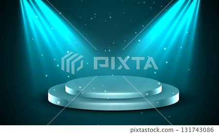 3d podium stand with spotlight effect for product display 131743086