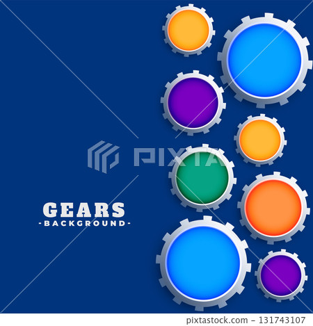3d style colorful gear and cog wheel symbol background 3d style colorful gear and cog wheel symbol background 131743107