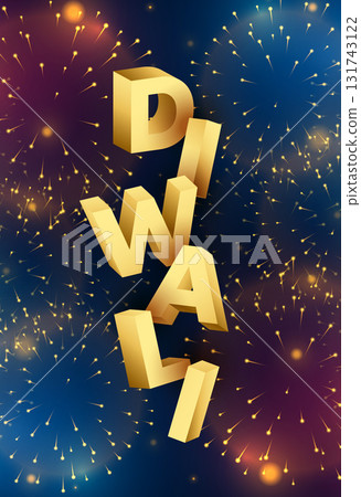 3d style golden shubh diwali firework celebration template 131743122