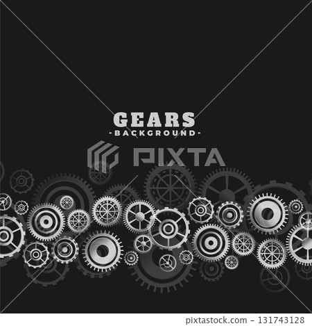 3d style metallic cogwheel motion dark background design 131743128