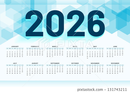 2026 english calendar hexagonal theme template 2026 english calendar hexagonal theme template 131743211