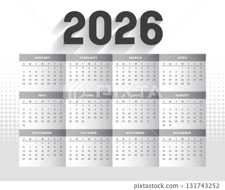 2026 new year wall calendar template design 131743252