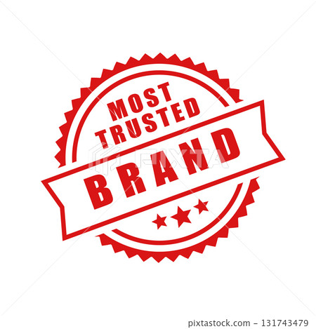 authentic most trusted brand red stamp design 131743479