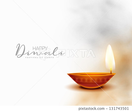 beautiful happy diwali wishes background with realistic diya 131743501