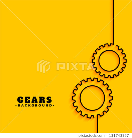 black cog and gear wheel symbol on yellow background 131743537
