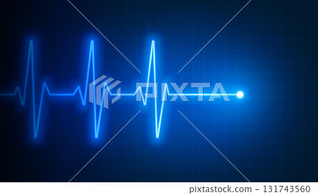 blue neon ecg heartbeat cardio graph background 131743560