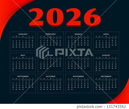 blue red 2026 english calendar template blue red 2026 english calendar template 131743562