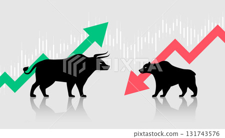 bullish vs bearish stock market price indicator chart background 131743576