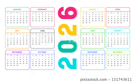 colorful 2026 event planner calendar template colorful 2026 event planner calendar template 131743611