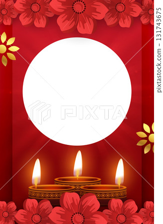 decorative shubh diwali diya red poster with text space 131743675
