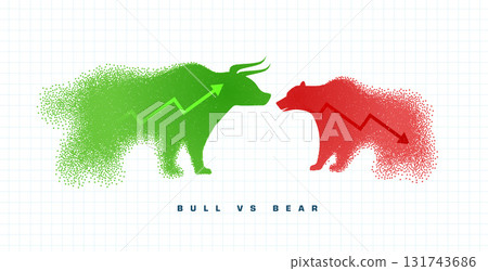 dotted bull vs bear financial market chart background dotted bull vs bear financial market chart background 131743686