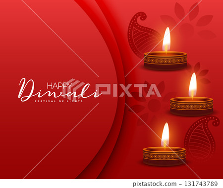 happy diwali festival of lights red background design 131743789