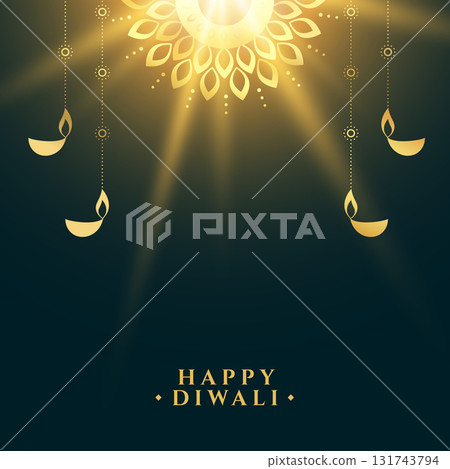 happy diwali festive green background with light effect 131743794
