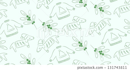 簡單的塗鴉風格聖誕節無縫圖案背景 131743811