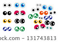 Set of eyes made with round stickers - Character, anime style 131743813