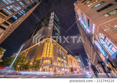 日本東京城市景觀，10月3日。東京日本橋塔、日本橋高島屋等景觀。 131744228