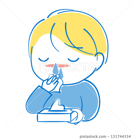 A boy who is troubled by a runny nose 131744334