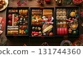New Year's dinner table and celebratory dishes 131744360