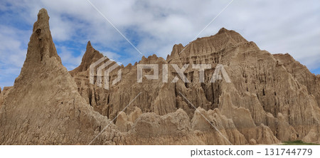 Rugged Hathiya Canyons Sohawa Punjab with Weathered Rock Faces and Blue Sky in Remote Natural Geological Site Rugged Hathiya Canyons Sohawa Punjab with Weathered Rock Faces and Blue Sky in Remote Natural Geological Site 131744779