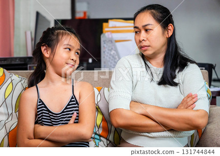 Asian Mother and Daughter Having a Disagreement at Home 131744844