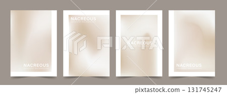 Abstract pearl cream gradient vector cards and poster. Minimalistic smooth ecru background with pale sandy nacreous fluid 131745247