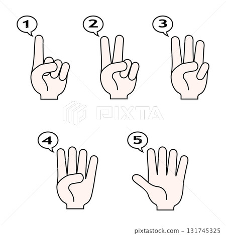 Illustration of finger number hand signs with speech bubble numbers Illustration of finger number hand signs with speech bubble numbers 131745325