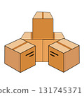 Illustration of Stacked Cardboard Boxes 131745371