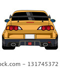 Rear View of Yellow racing Car Illustration. JDM 131745372