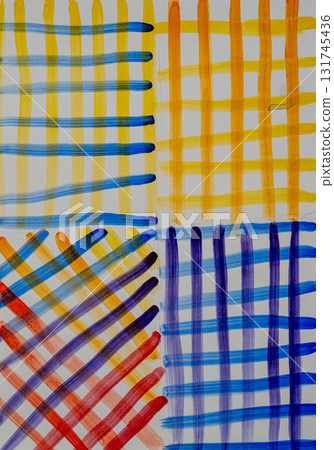 Colorful grid patterns created with paint in an artistic display Colorful grid patterns created with paint in an artistic display 131745436