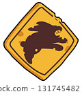 Cartoon Warning Aggressive Rabbit Sign Illustration 131745482