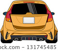 JDM Rear View of Yellow Hatchback Illustration 131745485