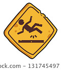Caution Slippery Floor Hazard Sign Illustration 131745497