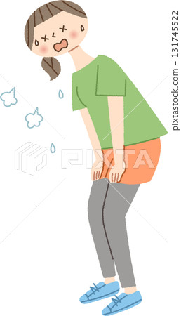 一名女子運動後氣喘吁籲 一名女子運動後氣喘吁籲 131745522