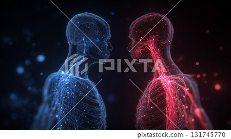 Contrast between the sympathetic nervous system (red, active) and the parasympathetic nervous system (blue, relaxed) Contrast between the sympathetic nervous system (red, active) and the parasympathetic nervous system (blue, relaxed) 131745770