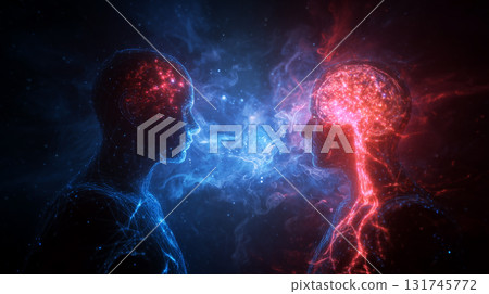 交感神經系統(紅色,活躍)和副交感神經系統(藍色,放鬆)之間的對比 交感神經系統(紅色,活躍)和副交感神經系統(藍色,放鬆)之間的對比 131745772