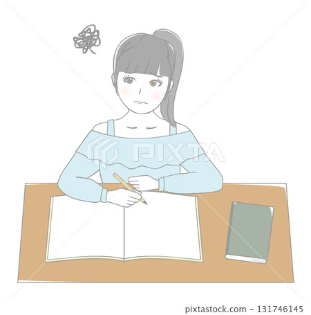 Girl studying difficult 131746145