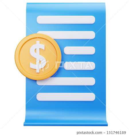 3D Invoice Document with Coin 131746189