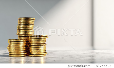 Stack gold coin money finance wealth investment marble table success business shiny currency Stack gold coin money finance wealth investment marble table success business shiny currency 131746308
