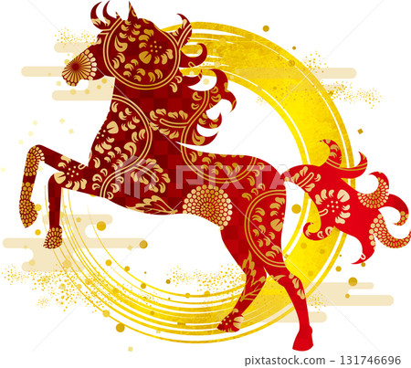 日本圖案馬剪影 131746696