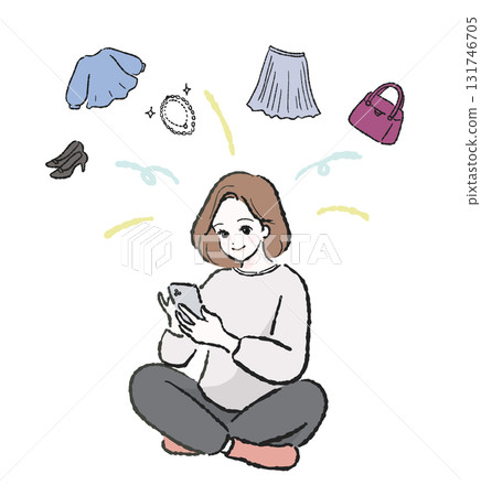 Woman B shopping online on her smartphone 131746705