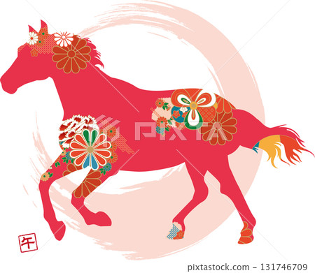 日本風格馬輪廓的向量數據 131746709